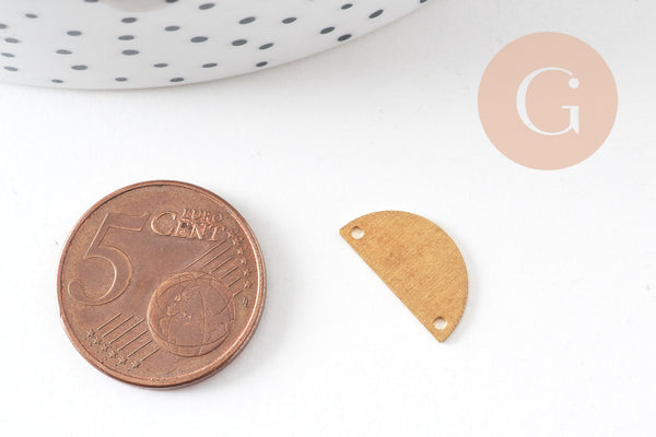 Connecteur demi-cercle laiton brut, connecteurs pendentif géométriques 15mm, x5 (G2562)