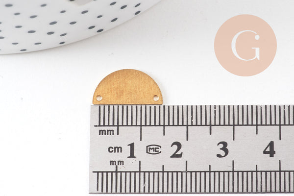 Connecteur demi-cercle laiton brut, connecteurs pendentif géométriques 15mm, x5 (G2562)