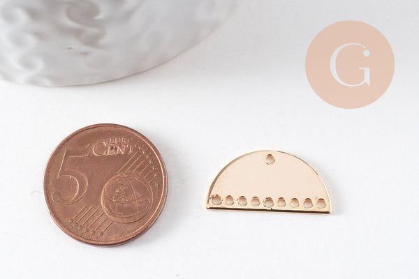 Connecteur demi-cercle laiton doré 18K, connecteurs doré, pendentif géométriques création bijoux, x 2, 21x11mm G3594