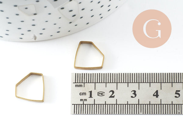 Connecteur hexagone laiton brut 15mm, pendentif géométrique création bijoux, x10 (G2761)