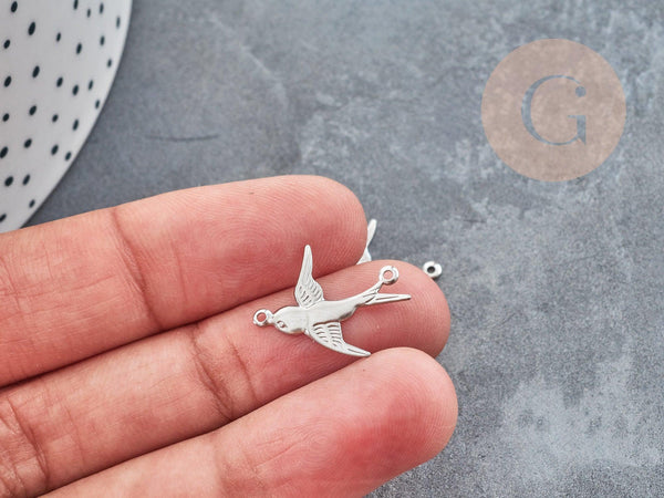 Connecteur hirondelle acier 201 inoxydable argenté 17.5mm, x1 (G9146)