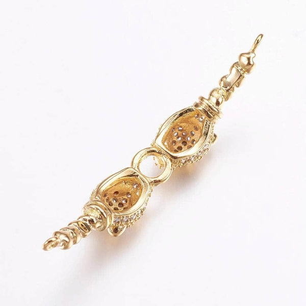 Connecteur léopard laiton doré et strass 42mm, pendentif qualité doré, création bijou luxe, x1 G2887