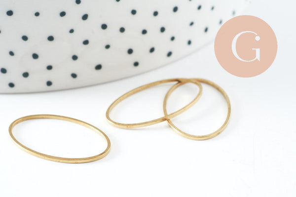 Connecteur ovale laiton brut 26.2mm,pendentif géométriques création bijoux, x20 (G2374)