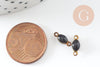 Connecteur ovale laiton brut émail noir, laiton doré, pendentif ovale, 10.5mm, x10 G3351