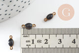 Connecteur ovale laiton brut émail noir, laiton doré, pendentif ovale, 10.5mm, x10 G3351