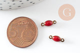 Connecteur ovale laiton brut émail rouge 10.5mm, x10 G3353