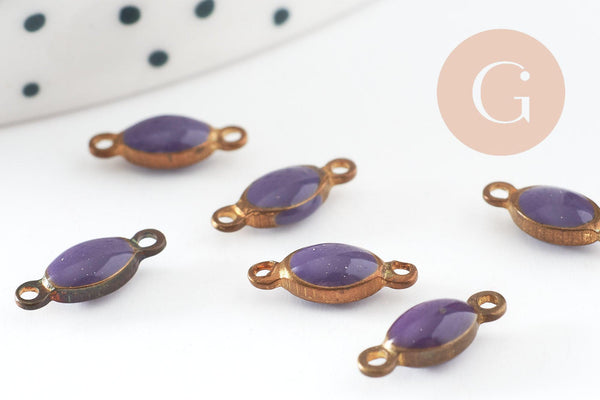 Connecteur ovale laiton brut émail violet 10.5mm, x10 (G8045)