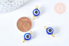 Connecteur rond Oeil résine bleue 19mm, pendentif mauvais œil en résine, x10 (G6942)