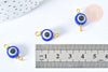Connecteur rond Oeil résine bleue 19mm, pendentif mauvais œil en résine, x10 (G6942)