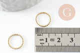 Connecteur rond décor boule acier 301 inoxydable doré 18K IP 12.5mm, x1 (G9517)