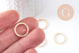 Connecteur rond laiton doré brossé 18K 15mm, x2 (G10382)