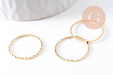 Connecteur rond strié en laiton doré 24K 20mm, x5 (G10388)