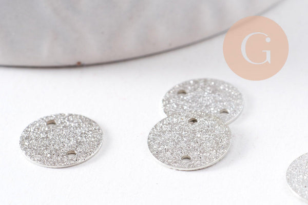 Connecteur rond texturé fer platine sablé 10mm, x10 (G10376)