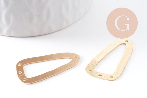 Connecteur triangle brossé laiton doré 18K 33mm, x2 (G10384)