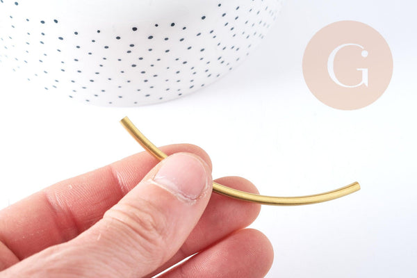 Connecteur tube courbé laiton brut 87mm, x1 (G8316)