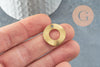 Connecteurs cercle texturé laiton brut percé 20mm,pendentif géométriques création bijoux, x5 (G2760)