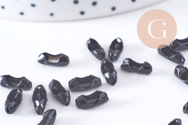 Connecteurs chaine boule noir, x10 (G1407)