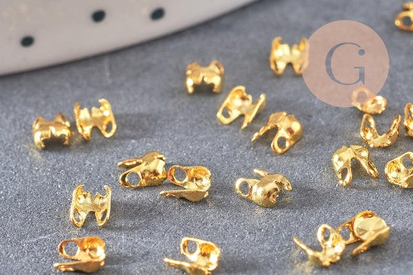 Connecteurs dorés avec trou 3mm, x 1gr (G2083)