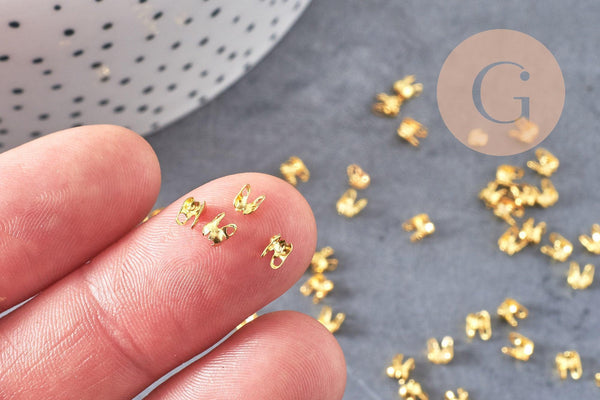 Connecteurs dorés avec trou 3mm, x 1gr (G2083)