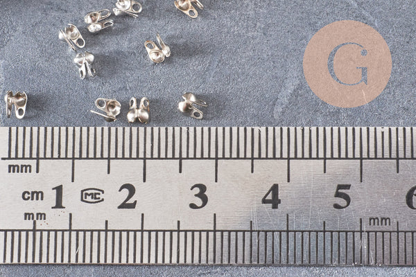 Connecteurs platine avec trou 3mm, apprêt chaine boule 1.5mm, x 1 gr (G3999)
