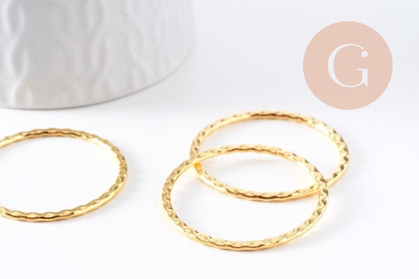 Connecteurs rond texturé zamac doré 38.5mm, x10 (G10335)