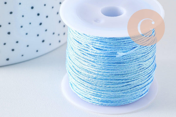 Cordon Bleu Métallisé 4 nuances polyester 0.8mm, cordon métallisé pour bijoux, x1 mètre (G10505)