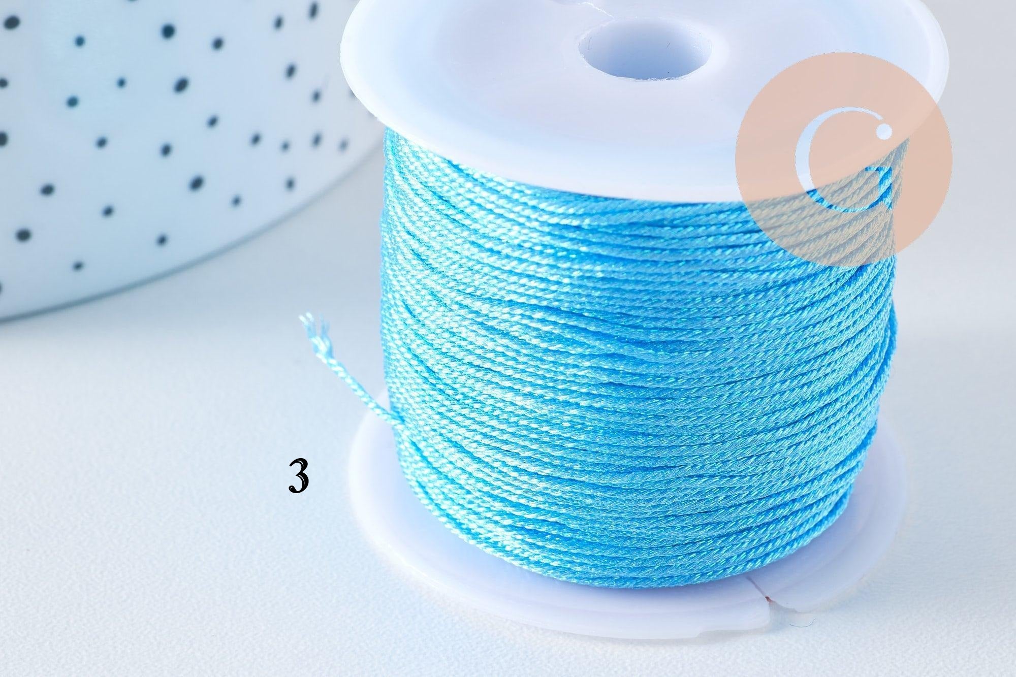 Bobine de cordon bleu métallisé en polyester de 0.8mm pour bijoux DIY.
