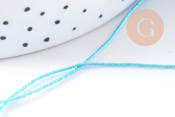 Cordon Bleu Métallisé 4 nuances polyester 0.8mm, cordon métallisé pour bijoux, x1 mètre (G10505)