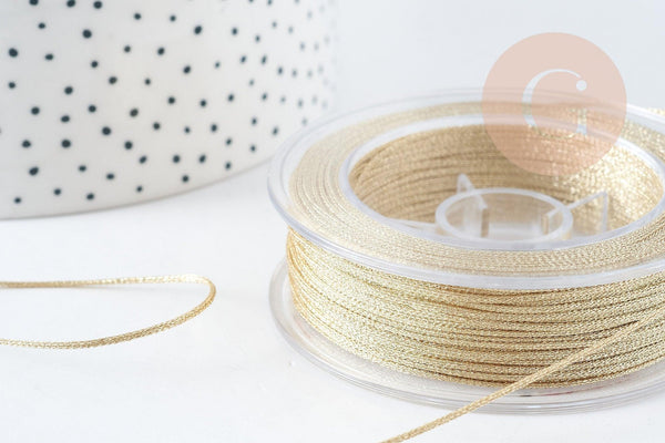 Cordon Métallique doré clair polyester 1mm, x1 mètre (G9094)