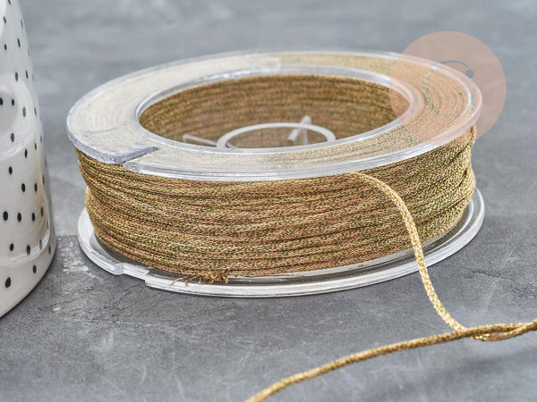 Cordon Métallique doré tressé polyester 1mm, x1 mètre (G9035)