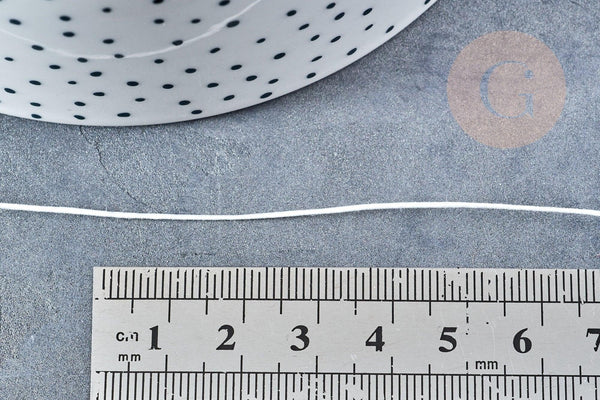 Cordon Polyester blanc cassé 0.5mm, cordon rond pour création bijoux micro macramé, x 1Mètres G8305