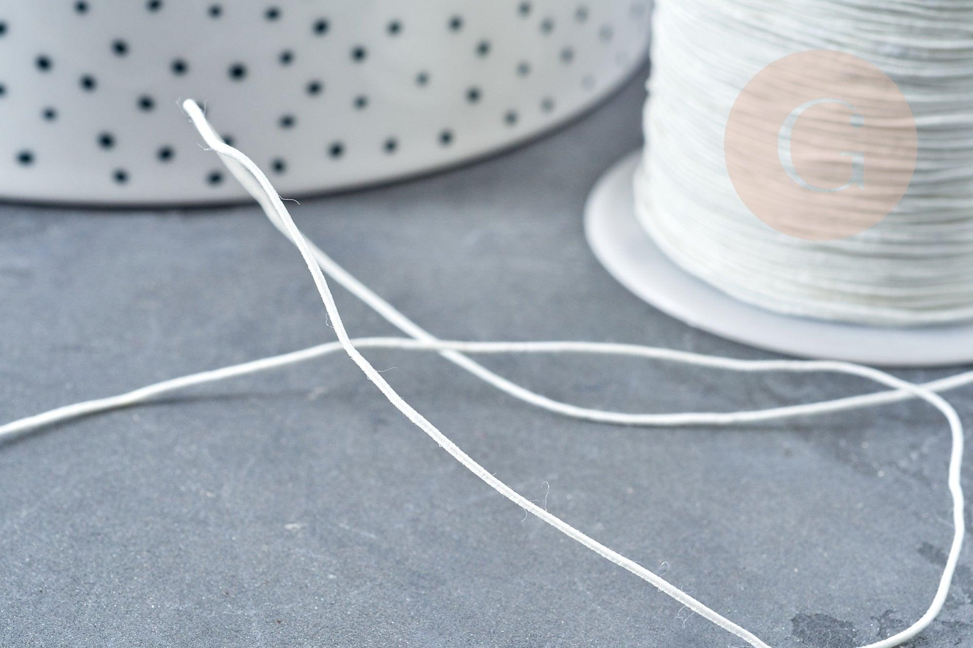 Cordon Polyester blanc cassé 0.5mm, cordon rond pour création bijoux micro macramé, x 1Mètres G8305
