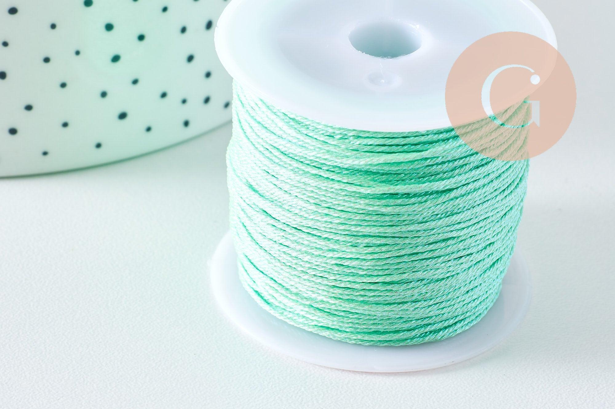 Cordon Vert Métallisé 4 nuances polyester 0.8mm, cordon métallisé pour bijoux, x1 mètre (G10504)