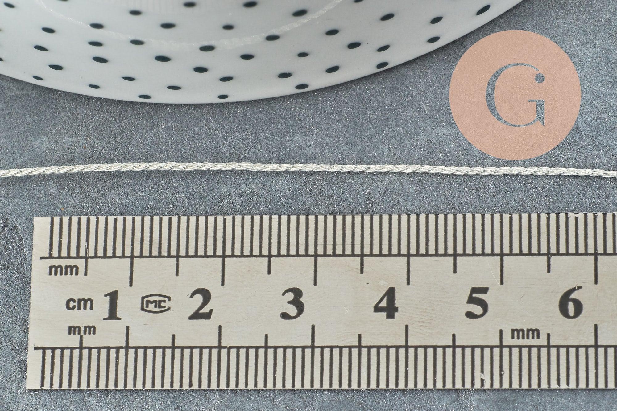 Cordon argenté, fabrication bijoux bijoux,ruban mariage,scrapbooking, largeur 1.2mm, x1 ou x5 ou x10 Mètres G3348