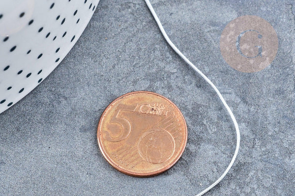 Cordon argenté tressé polyester 0.6mm, cordon fil de jade pour bijoux, x1 mètre G8449