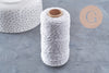 Cordon blanc argent ruban 1-1.55mm, x1 bobine de 100 mètres (G3765)