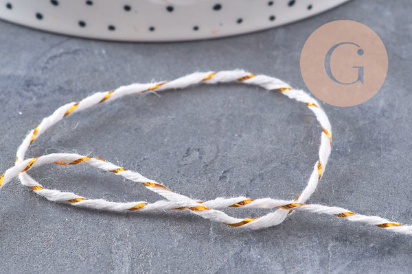 Cordon blanc or,ruban mariage, scrapbooking,1-1.55mm, 5m/10m/Bobine, (G3406)