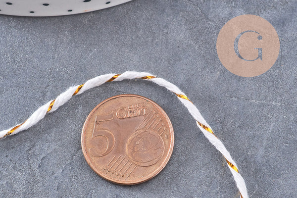 Cordon blanc or,ruban mariage, scrapbooking,1-1.55mm, 5m/10m/Bobine, (G3406)