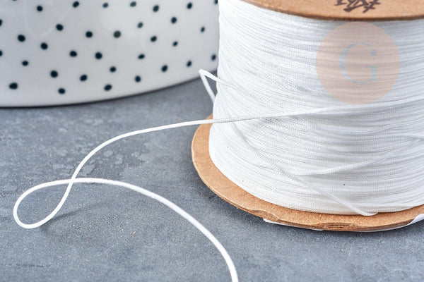 Cordon blanc tressé polyester 0.6mm, cordon fil de jade pour bijoux, x1 mètre G8450