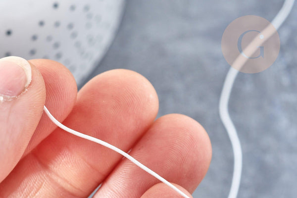 Cordon blanc tressé polyester 0.6mm, cordon fil de jade pour bijoux, x1 mètre G8450