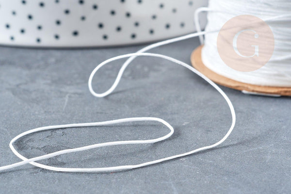 Cordon blanc tressé polyester 0.6mm, cordon fil de jade pour bijoux, x1 mètre G8450