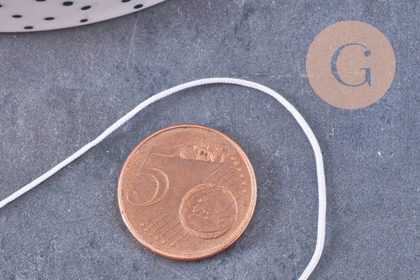 Cordon blanc tressé polyester 0.8mm, x1 mètre (G10671)