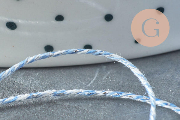 Cordon bleu argent, ruban mariage,fourniture créative, scrapbooking, largeur 0.8mm, x1 ou x5 ou x10 mètres G4795