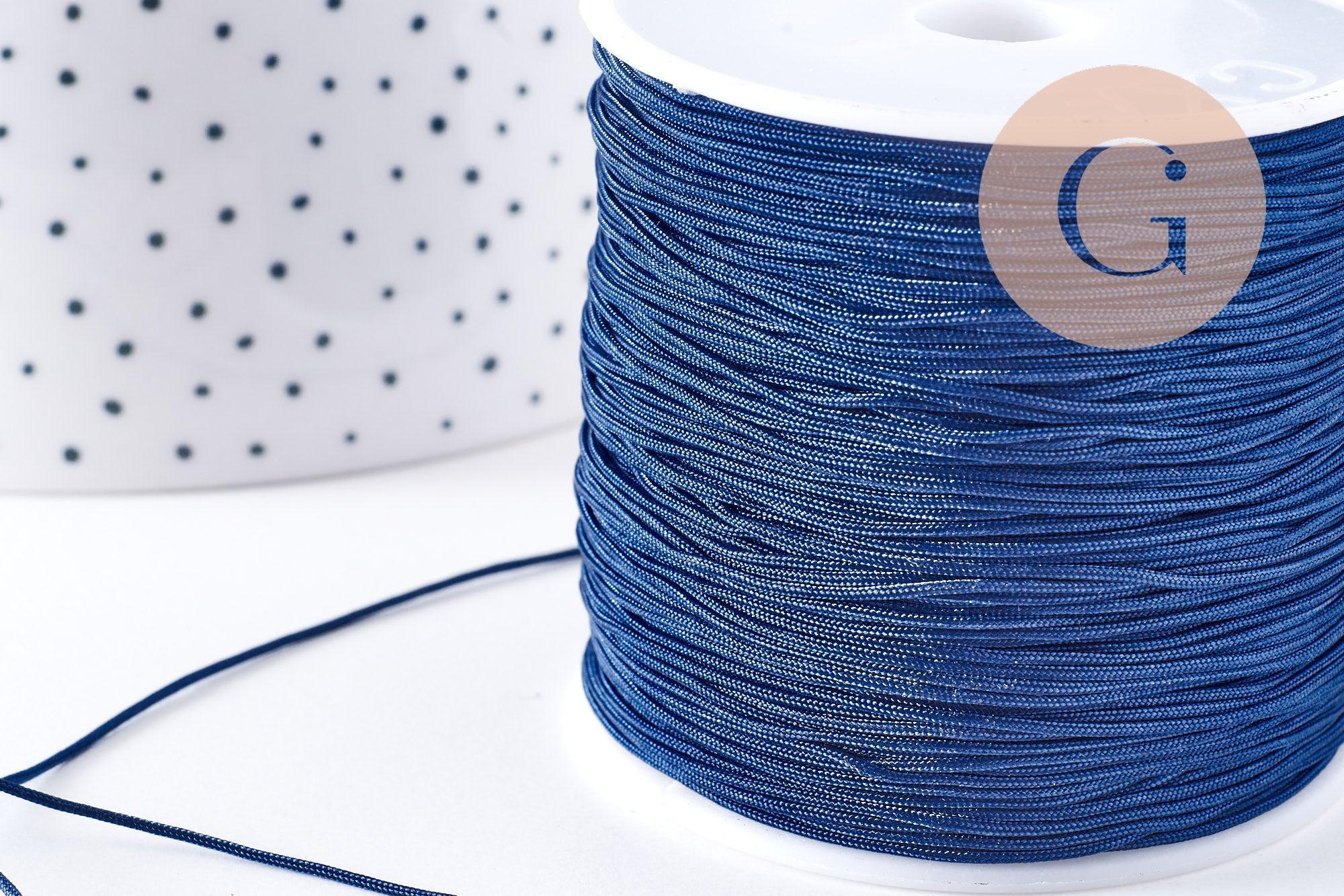 Cordon bleu marine tressé polyester 0.8mm, x1 mètre (G10675)