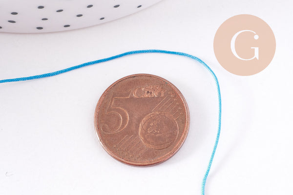 Cordon bleu tressé polyester 0.6mm, x1 mètre (G10661)