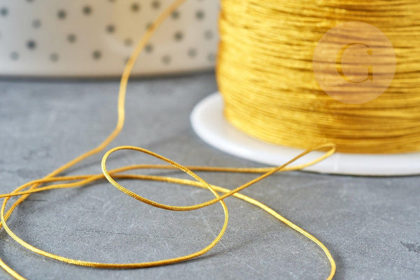 Cordon doré tressé polyester 0.5mm, cordon fil de jade pour bijoux, x1 mètre G8453