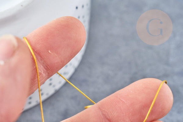 Cordon doré tressé polyester 0.5mm, cordon fil de jade pour bijoux, x1 mètre G8453