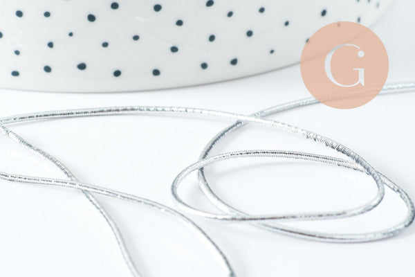 Cordon élastique argenté 1mm, cordon pour bijoux x1 mètre (G9884)