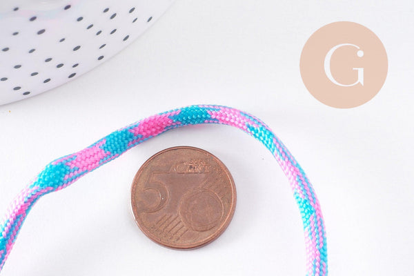 Cordon épais Spandex polyester Rose fuchsia 4mm, x1 mètre (G10272)