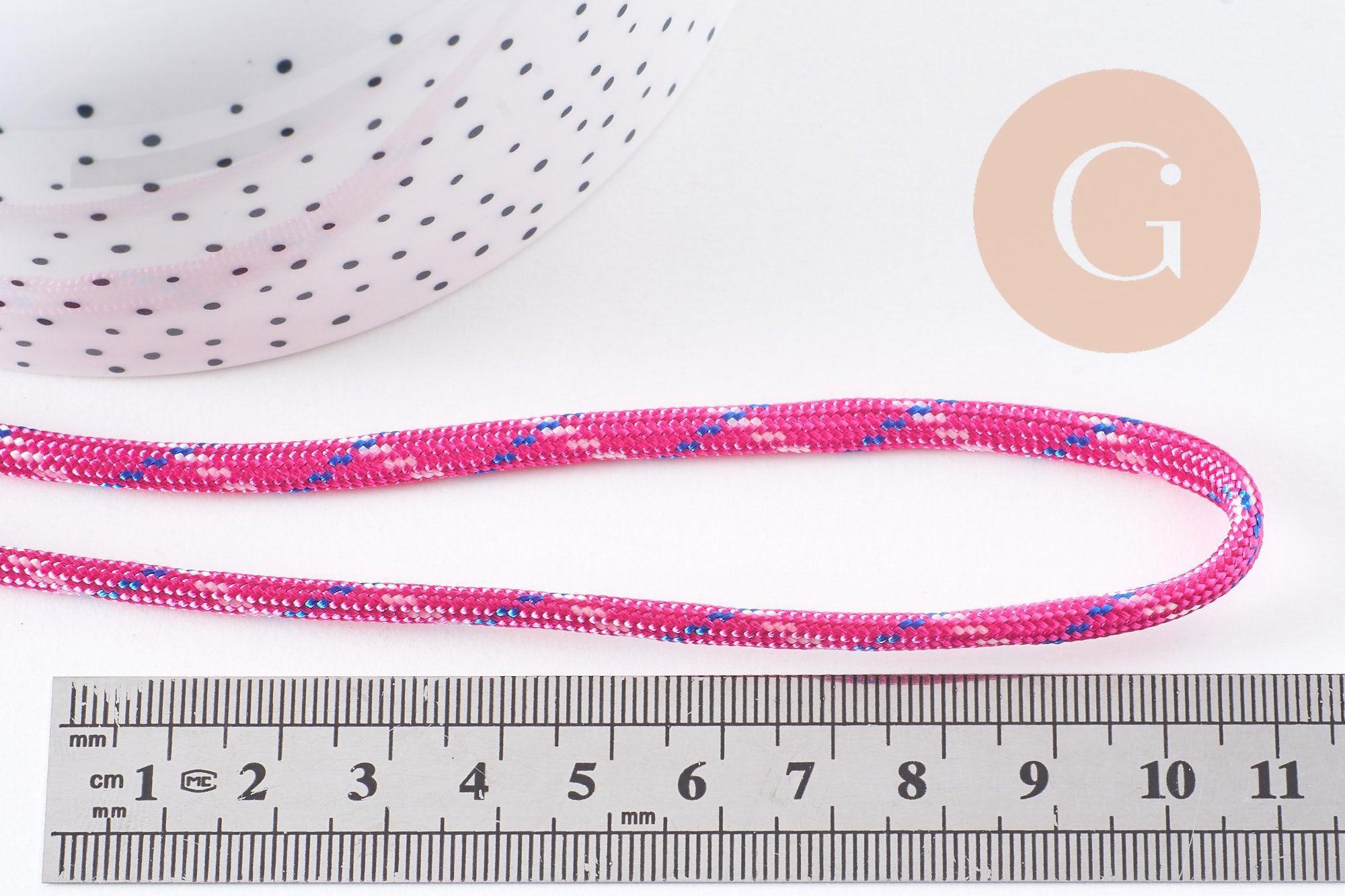 Cordon épais Spandex polyester Rose fuchsia 4mm, x1 mètre (G10272)